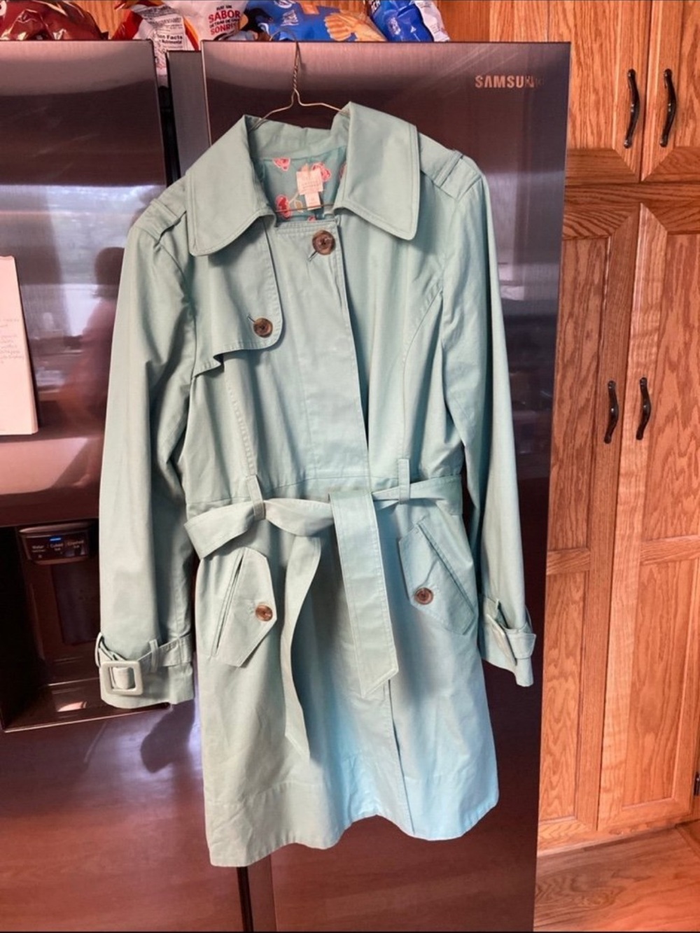 LC Lauren Conrad Mint Green Trench Coat with Belt